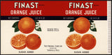 Vintage label FINAST Orange Juice Somerville Mass unused new old stock n-mint