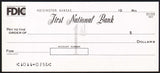Vintage bank check FIRST NATIONAL BANK Hoisington Kansas new old stock n-mint+