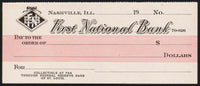 Vintage bank check FIRST NATIONAL BANK Nashville Illinois new old stock n-mint