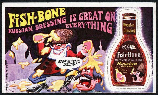 Vintage WACKY AD No 35 Fish-Bone Russian dressing Topps original 1969 T.C.G.