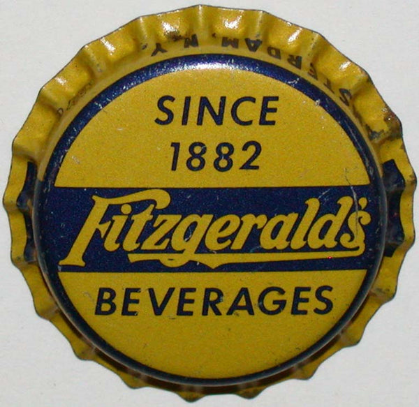 Vintage soda pop bottle cap FITZGERALDS BEVERAGES Amsterdam New York unused