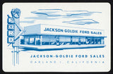 Vintage single playing card FORD Jackson Goldie Sales blue Oakland California