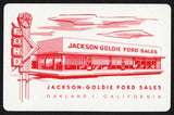 Vintage single playing card FORD Jackson Goldie Sales red Oakland California
