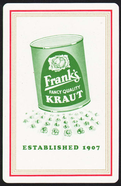 Vintage playing card FRANKS KRAUT can pictured red border Franksville Wisconsin