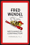 Vintage playing card FRED WENDEL bee on wrench red border Paramus New Jersey