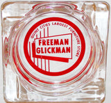 Vintage glass ashtray FREEMAN GLICKMAN Quint Cities Furniture Iowa Illinois n-mint