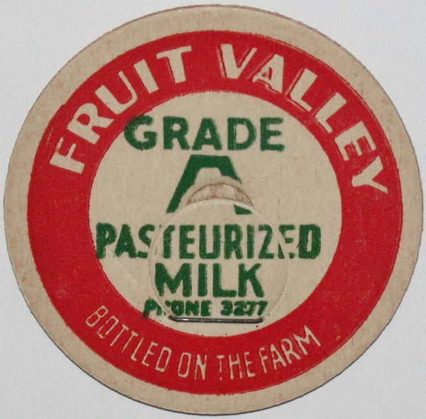 Vintage milk bottle cap FRUIT VALLEY Portland Oregon Vancouver Washington unused