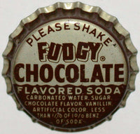 Vintage soda pop bottle cap FUDGY CHOCOLATE SODA cork lined unused new old stock