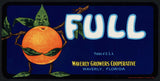 Vintage label FULL cartoon orange pictured Waverly Growers Cooperative Florida