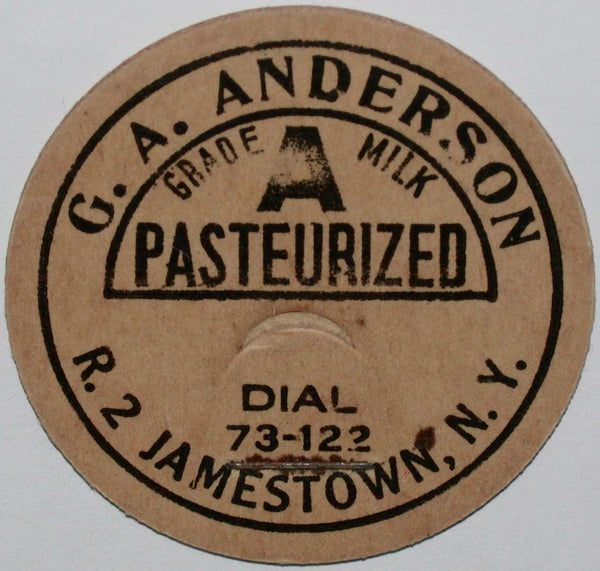 Vintage milk bottle cap G A ANDERSON Dial 73-122 Jamestown New York unused cond