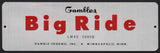 Vintage metal sign GAMBLES BIG RIDE lawnmower Gamble Skogmo Minneapolis unused