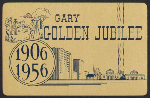 Vintage playing card GARY GOLDEN JUBILEE dated 1956 blue graphics Gary Indiana