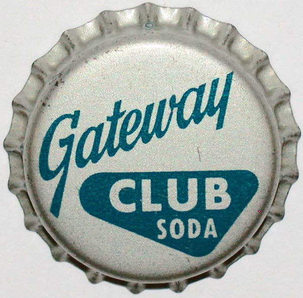 Vintage soda pop bottle cap GATEWAY CLUB SODA cork lined unused new old stock