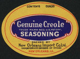 Vintage label GENUINE CREOLE SEASONING small oval New Orleans Louisiana n-mint+