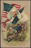 Vintage postcard GEORGE WASHINGTON and flags dated 1910 embossed First In War