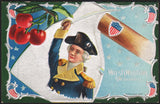 Vintage postcard GEORGE WASHINGTON hatchet and cherries embossed birthday series