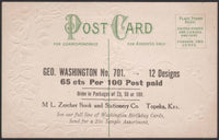 Vintage postcard GEORGE WASHINGTON First In Peace M L Zercher Book Topeka Kansas