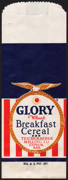 Vintage bag GLORY BREAKFAST CEREAL sample Teichgraeber Milling Gypsum Kansas