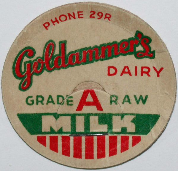 Vintage milk bottle cap GOLDAMMERS DAIRY Grade A Raw Jefferson City Missouri used