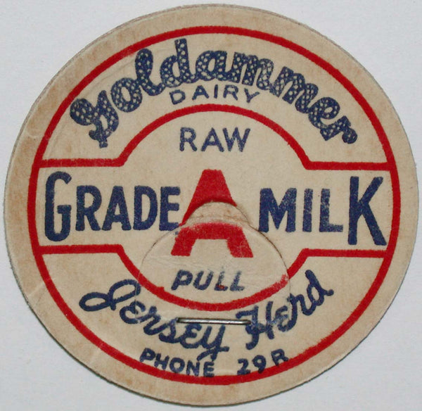 Vintage milk bottle cap GOLDAMMERS DAIRY Raw Jersey Herd Jefferson City Missouri