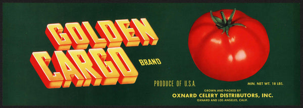 Vintage label GOLDEN CARGO tomato pictured Oxnard Celery Los Angeles California