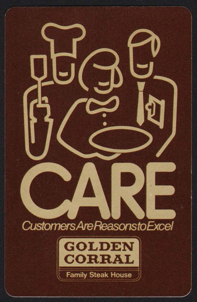 Vintage playing card GOLDEN CORRAL Steak House Customers Are Reasons to Excel