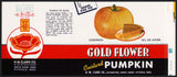 Vintage label GOLD FLOWER Pumpkin pie pictured H W Clark North Adams Pittsfield MA