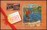 Vintage label GOLDENS BLUE RIBBON cigar box inner man fishing Fathers Day n-mint+