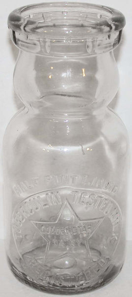 Vintage milk bottle GOLDEN STAR DAIRY embossed cream top half pint Liverpool OH
