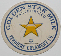 Vintage milk bottle cap GOLDEN STAR MILK  Verdigre Creamery Co Nebraska unused