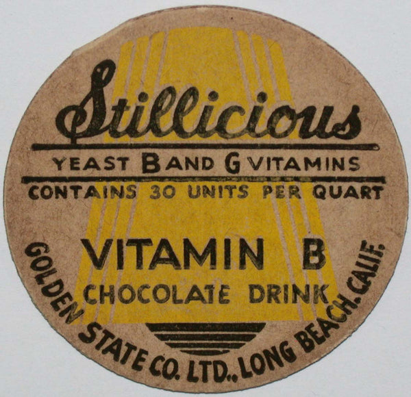 Vintage milk bottle cap GOLDEN STATE Stillicious Chocolate Long Beach California