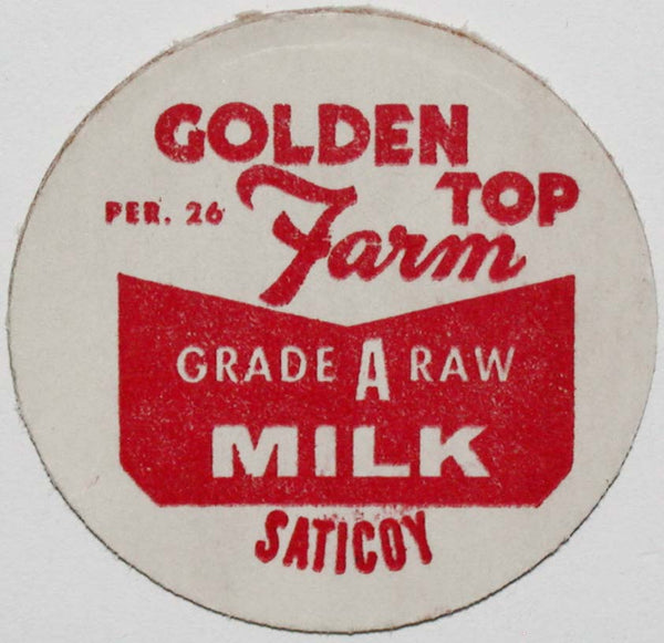 Vintage milk bottle cap GOLDEN TOP FARM Raw Saticoy California new old stock