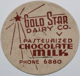 Vintage milk bottle cap GOLD STAR DAIRY CO Chocolate Phone 6880 new old stock