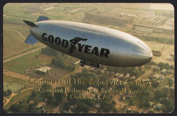 Vintage playing card GOODYEAR blimp pictured Commercial Tire Oakland California