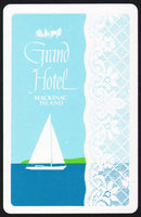 Vintage playing card GRAND HOTEL daytime view sailboat Mackinac Island Michigan