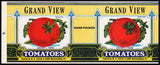 Vintage label GRAND VIEW Tomatoes W G Lucas and Sons Warfordsburg Pennsylvania