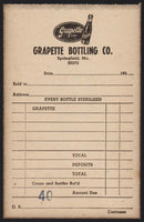 Vintage receipt GRAPETTE BOTTLING CO dated 1950s Springfield Missouri n-mint