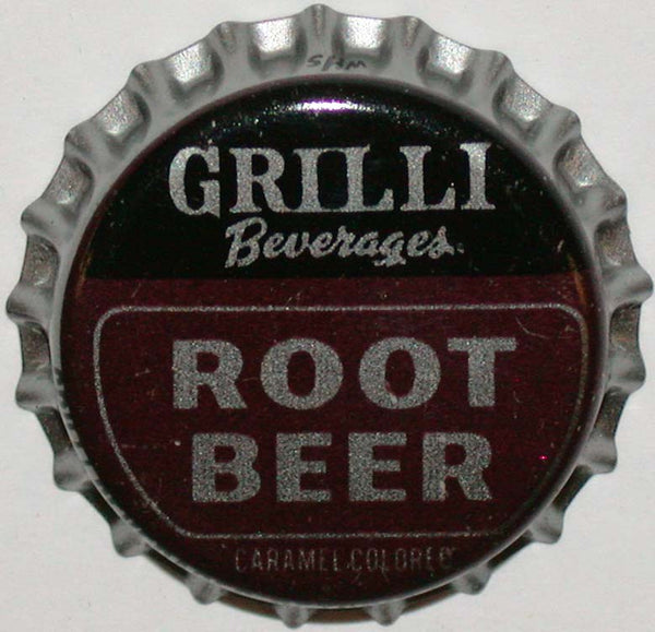 Vintage soda pop bottle cap GRILLI ROOT BEER Detroit Michigan cork lined unused
