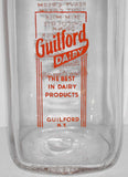 Vintage milk bottle GUILFORD DAIRY dated 1953 square pyro pint New York n-mint