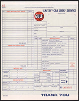 Vintage receipt GULF gas oil Safety Car Chek Service unused new old stock n-mint+