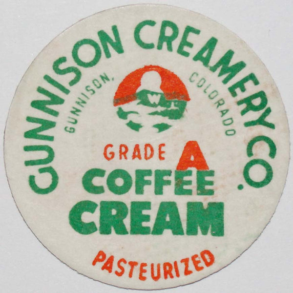 Vintage milk bottle cap GUNNISON CREAMERY CO Coffee Cream Colorado new old stock