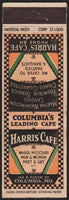 Vintage matchbook cover HARRIS CAFÉ Phone 89 Columbia Missouri early Universal Match