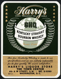 Vintage label HARRYS GHQ Bourbon Whiskey The Town Center Washington DC n-mint+