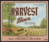 Vintage label HARVEST BEER field pictured IRTP Harold Johnson Lomira Wisconsin