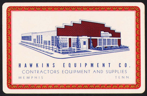 Vintage playing card HAWKINS EQUIPMENT building pictured red border Memphis Tennessee