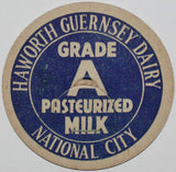 Vintage milk bottle cap HAWORTH GUERNSEY DAIRY National City California unused