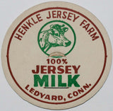 Vintage milk bottle cap HENKLE JERSEY FARM cow picture Ledyard Connecticut unused