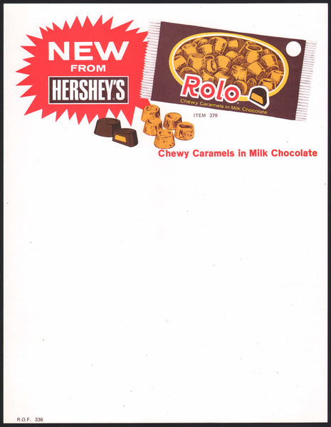 Vintage letterhead HERSHEYS Rolo Chewy Caramels product pictured new old stock