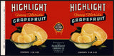 Vintage label HIGHLIGHT Grapefruit Paramount Haines City Florida new old stock
