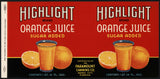 Vintage label HIGHLIGHT Orange Juice #1 Haines City Florida new old stock n-mint